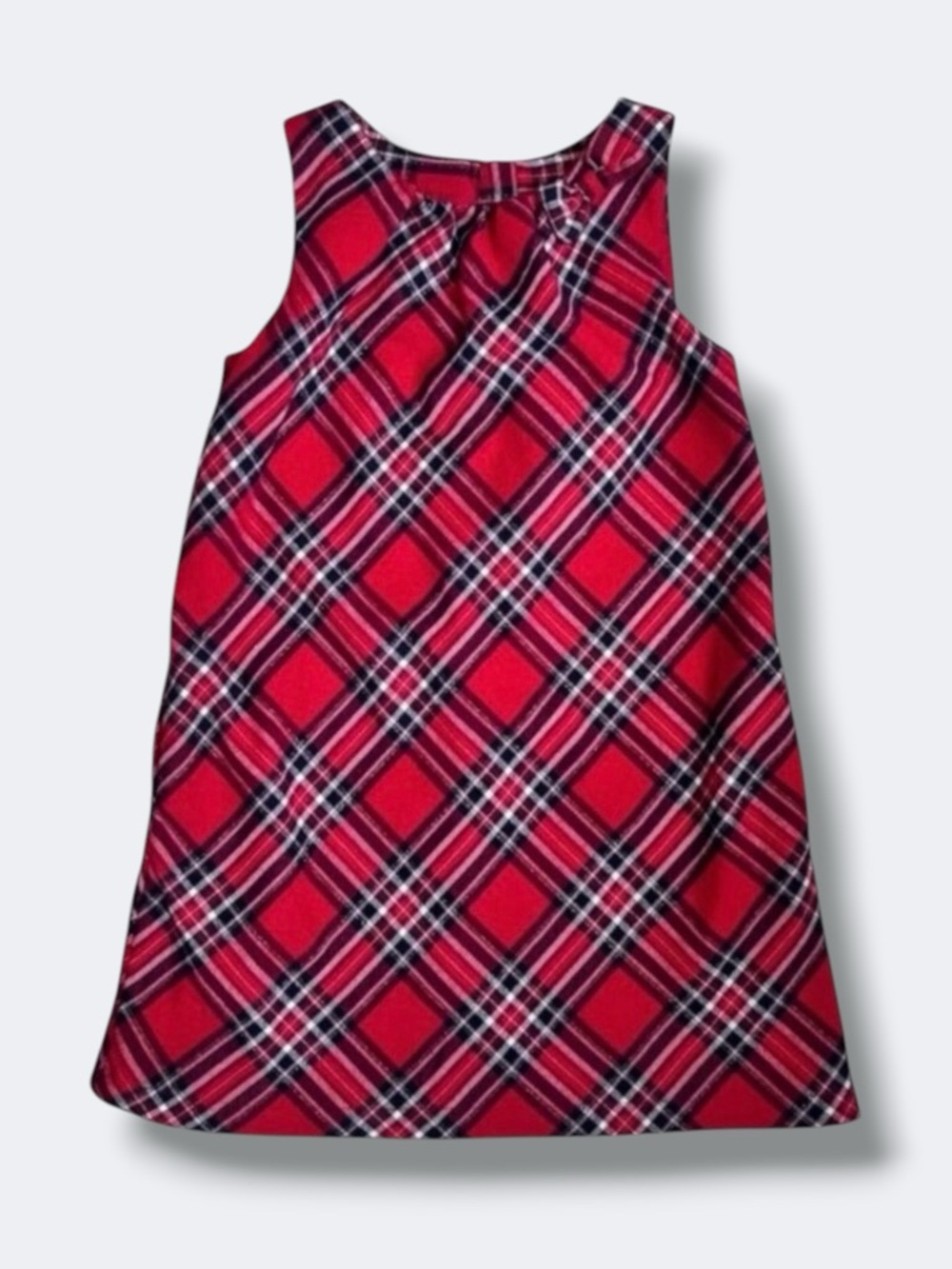 H&M Dress Girls 7-8 Red Plaid Flannel Sleeveless Bow Lined Holiday Party